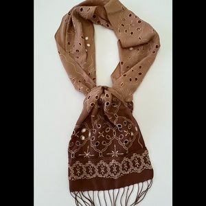 Ann Taylor- Silk embroidery Silk Scarf